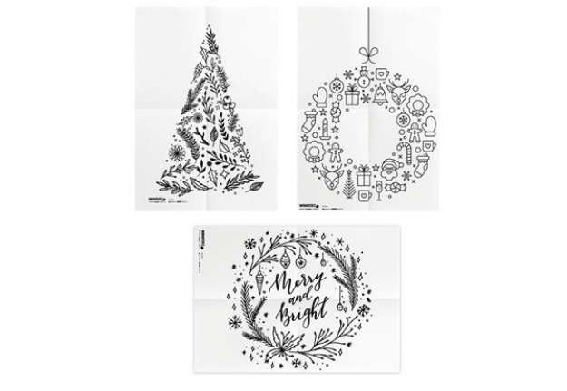 Immagine di Stencil - foglio A2 - 'NATALE' - Securit - set 3 pezzi