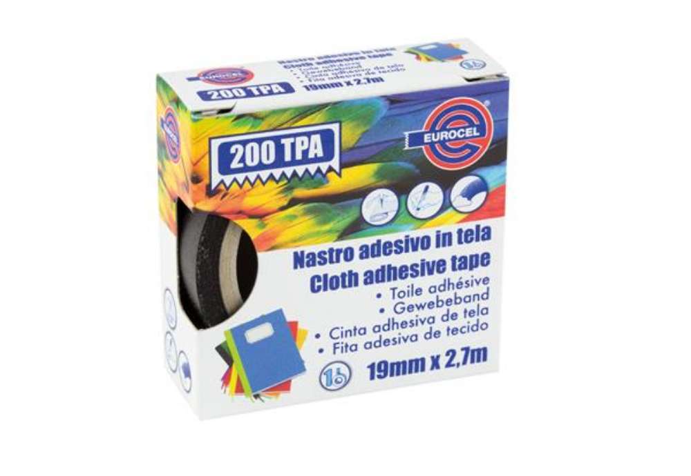 Immagine di Nastro adesivo telato TPA 200 - 19 mm x 2,7 m - tela plastificata - nero - Eurocel