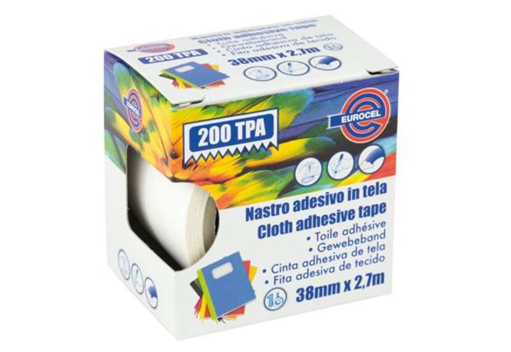 Immagine di Nastro adesivo telato TPA 200 - 38 mm x 2,7 m - tela plastificata - bianco - Eurocel