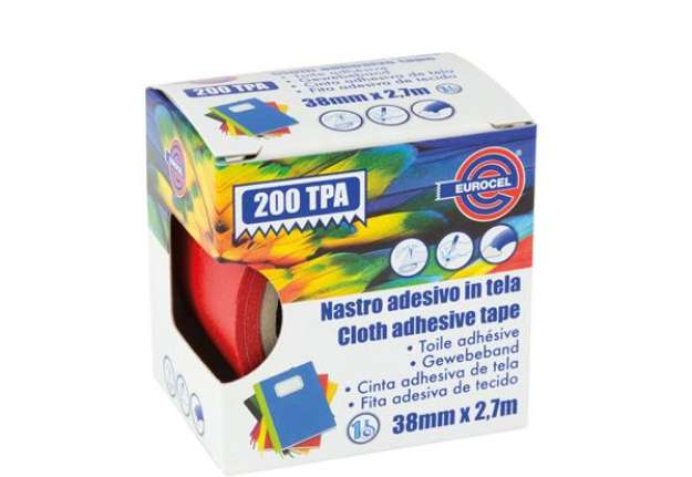 Immagine di Nastro adesivo telato TPA 200 - 3,8 cm x 2,7 m - rosso - Eurocel