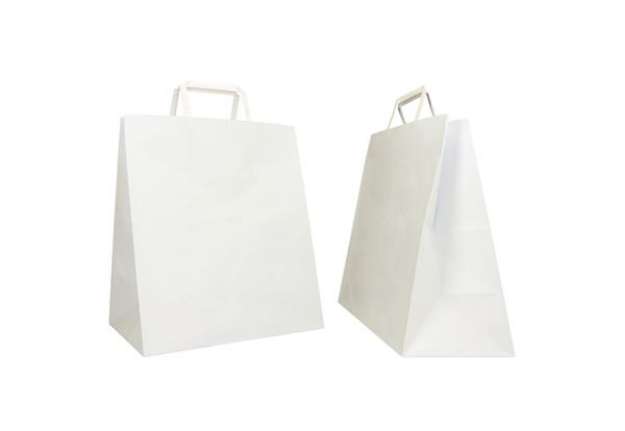 Immagine di Shopper Flat Large - 28 x 17 x 32 cm - carta kraft - bianco - Mainetti Bags - conf. 250 pezzi