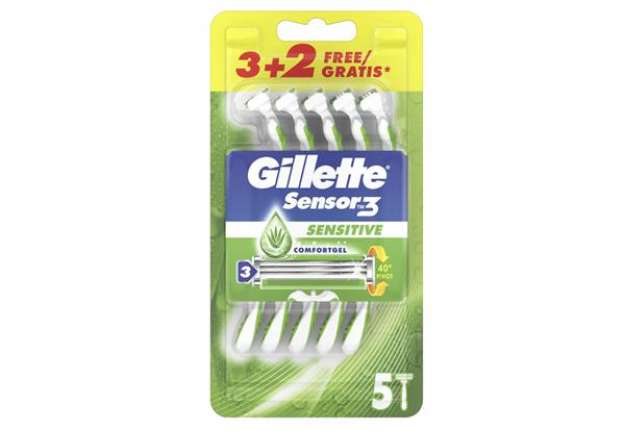 Immagine di Gillette Sensor 3 Sensitive - confezione usa&getta 3 + 2 pezzi