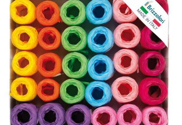 Immagine di Ovine in Rafia sintetica - 5 mm x 20 mt - colori primaverili assortiti - Brizzolari - conf. 30 pezzi