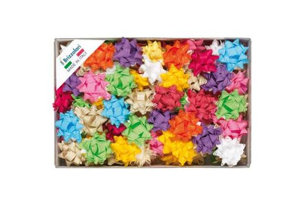 Immagine di Stelle in Rafia sintetica - 19 mm - colori primaverili assortiti - Brizzolari - conf. 70 pezzi