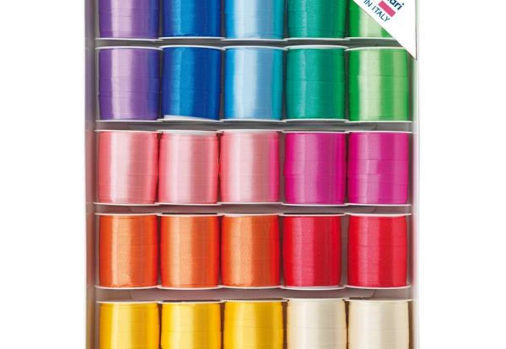 Immagine di Rocche di nastro liscio 6800 -10 mm x 10 mt - colori primaverili assortiti - Brizzolari - conf. 25 p