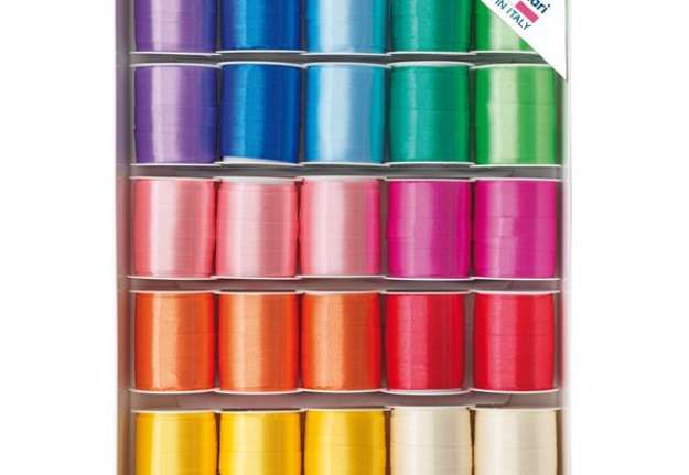 Immagine di Rocche di nastro liscio 6800 -10 mm x 10 mt - colori primaverili assortiti - Brizzolari - conf. 25 p