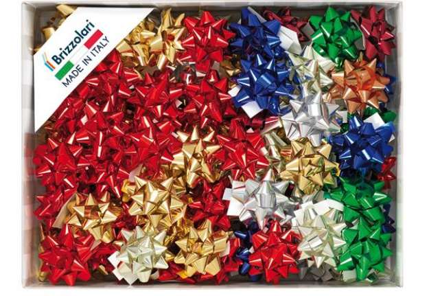 Immagine di Stelle di nastro metal 6870 - 10 mm - diam. 5 cm - colori assortiti - Brizzolari - conf. 100 pezzi