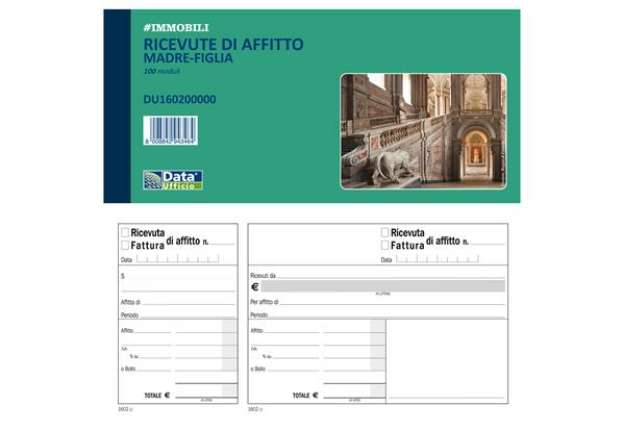 Immagine di Blocco ricevute/fatture affitto madre-figlia - 100 pagine - 10 x 21,5 cm - DU160200000 - Data Uffici
