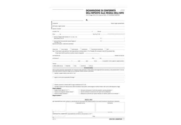 Immagine di Dichiarazione conformit? impianto - snap 5 copie autoric. - 31 x 21 cm - DU184110000 - Data Ufficio