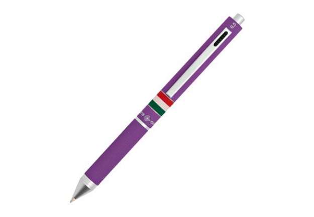 Immagine di Penna a sfera a scatto multifunzione - fusto viola gommato Italia - Osama