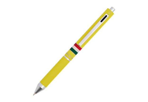 Immagine di Penna a sfera a scatto multifunzione - fusto giallo gommato Italia - Osama