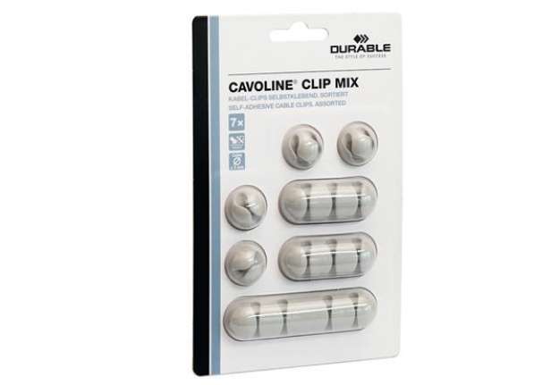 Immagine di Mix Clip Cavoline fermacavi - adesivi - grigio - Durable - conf. 7 pezzi