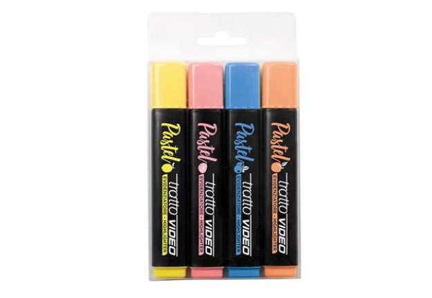 Immagine di Evidenziatore Video Pastel - punta a scalpello - tratto da 1 - 5 mm - colori assortiti - Tratto - as