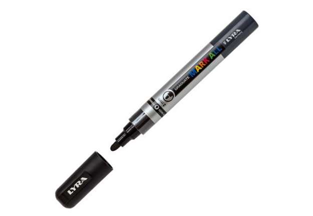 Immagine di Marcatore a base d'acqua Graduate Mark All  - punta tonda 2mm - nero - Lyra