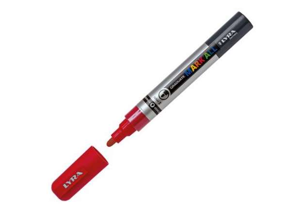 Immagine di Marcatore a base d'acqua Graduate Mark All  - punta tonda 2mm - rosso - Lyra