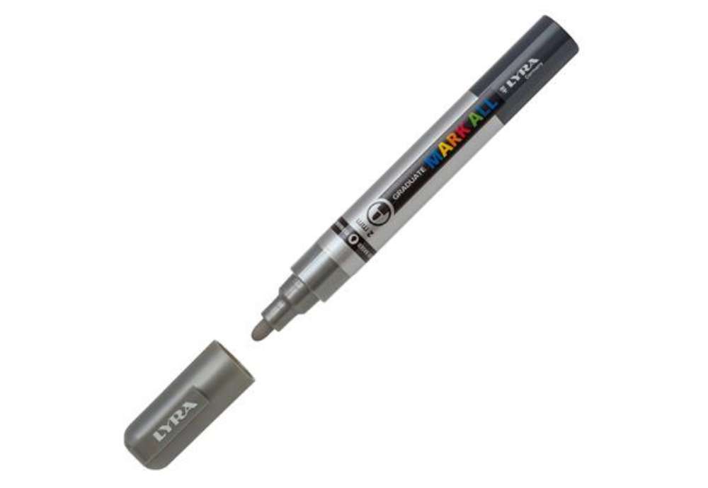 Immagine di Marcatore a base d'acqua Graduate Mark All  - punta tonda 2mm - argento - Lyra