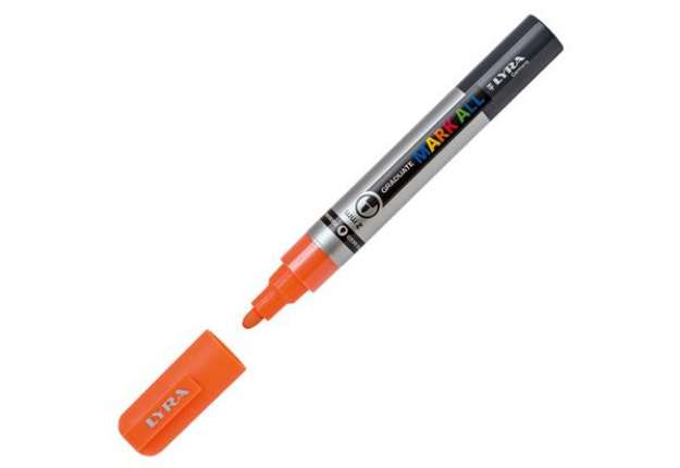 Immagine di Marcatore a base d'acqua Graduate Mark All  - punta tonda 2mm - arancione fluo - Lyra