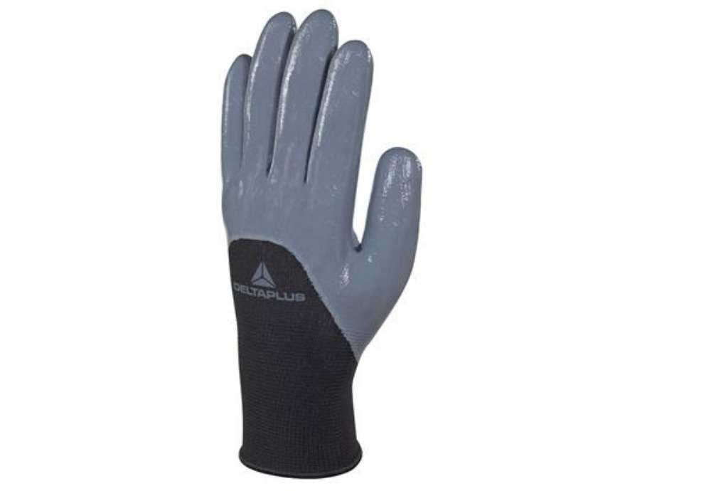 Immagine di Guanti per protezione meccanica VE715GR - maglia di poliestere - palmo nitrile - taglia 09 - grigio