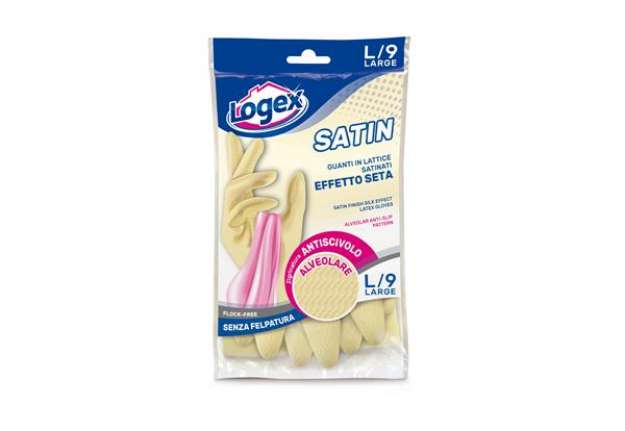 Immagine di Guanti in lattice Satin - taglia L - crema - Logex Professional