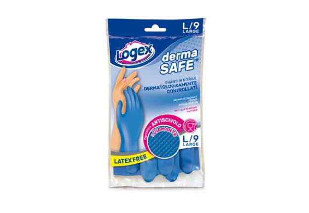 Immagine di Guanti in nitrile Dermasafe - taglia L - blu - Logex Professional