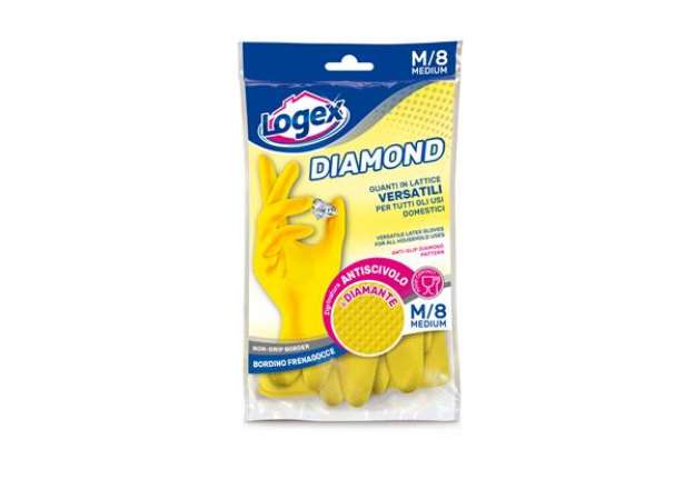 Immagine di Guanti in lattice Diamond - taglia M - giallo - Logex Professional