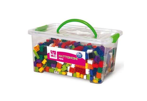 Immagine di Mattoncini Micro da costruzione - in ABS - colori assortiti - CWR - bauletto da 580 pezzi