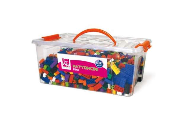 Immagine di Mattoncini Micro da costruzione - in ABS - colori assortiti - CWR - bauletto da 1600 pezzi
