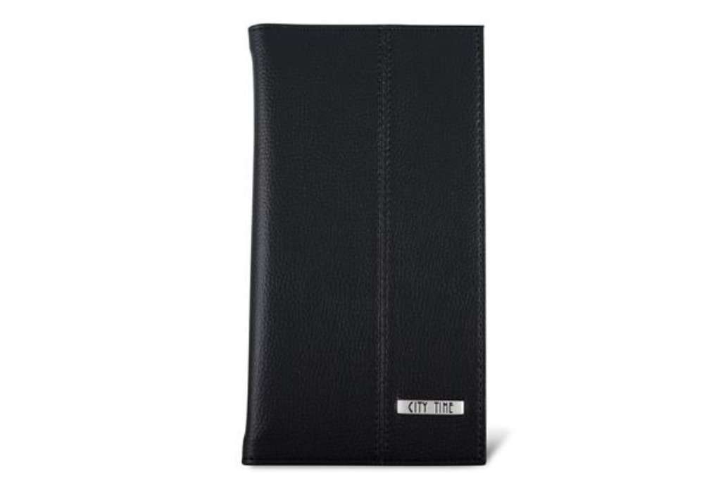 Immagine di Portabiglietti da visita Professional - similpelle - nero - 12,5x23,5 cm - City Time