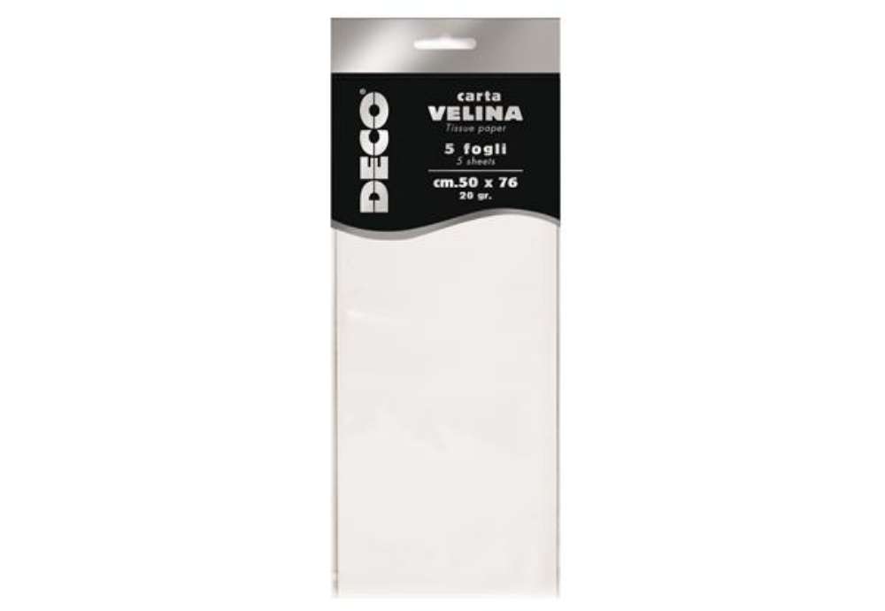 Immagine di Carta velina - 50 x 76 cm - 20 gr - bianco - Deco - busta 5 fogli