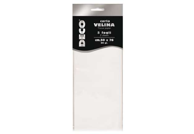 Immagine di Carta velina - 20 gr - 50 x 76 cm - bianco - Deco - busta 5 fogli