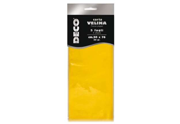 Immagine di Carta velina - 20 gr - 50 x 76 cm - giallo - DECO - busta 5 fogli