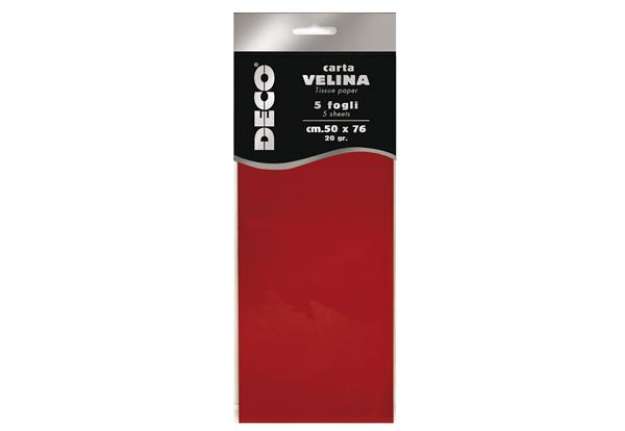 Immagine di Carta velina - 20 gr - 50 x 76 cm - rosso - Deco - busta 5 fogli
