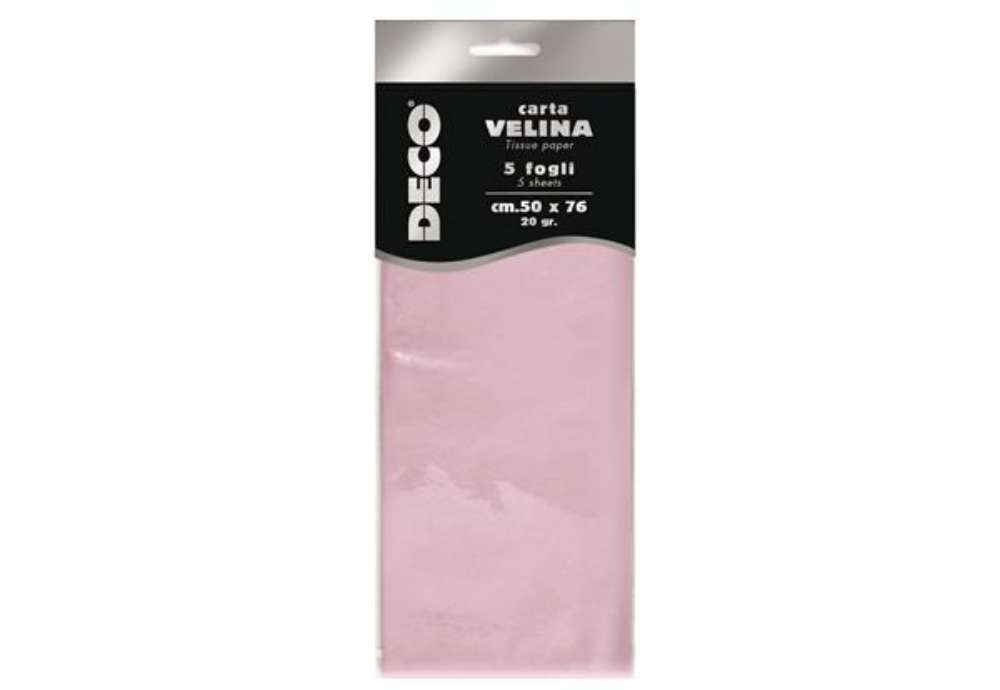 Immagine di Carta velina - 50 x 76 cm - 20 gr - rosa - Deco - busta 5 fogli