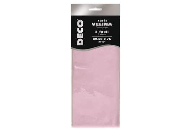 Immagine di Carta velina - 20 gr - 50 x 76 cm - rosa - Deco - busta 5 fogli