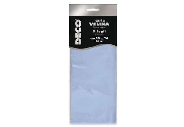 Immagine di Carta velina - 20 gr - 50 x 76 cm - azzurro baby - Deco - busta 5 fogli