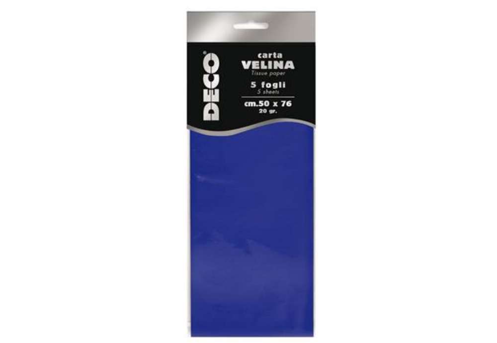 Immagine di Carta velina - 50 x 76 cm - 20 gr - blu - Deco - busta 5 fogli
