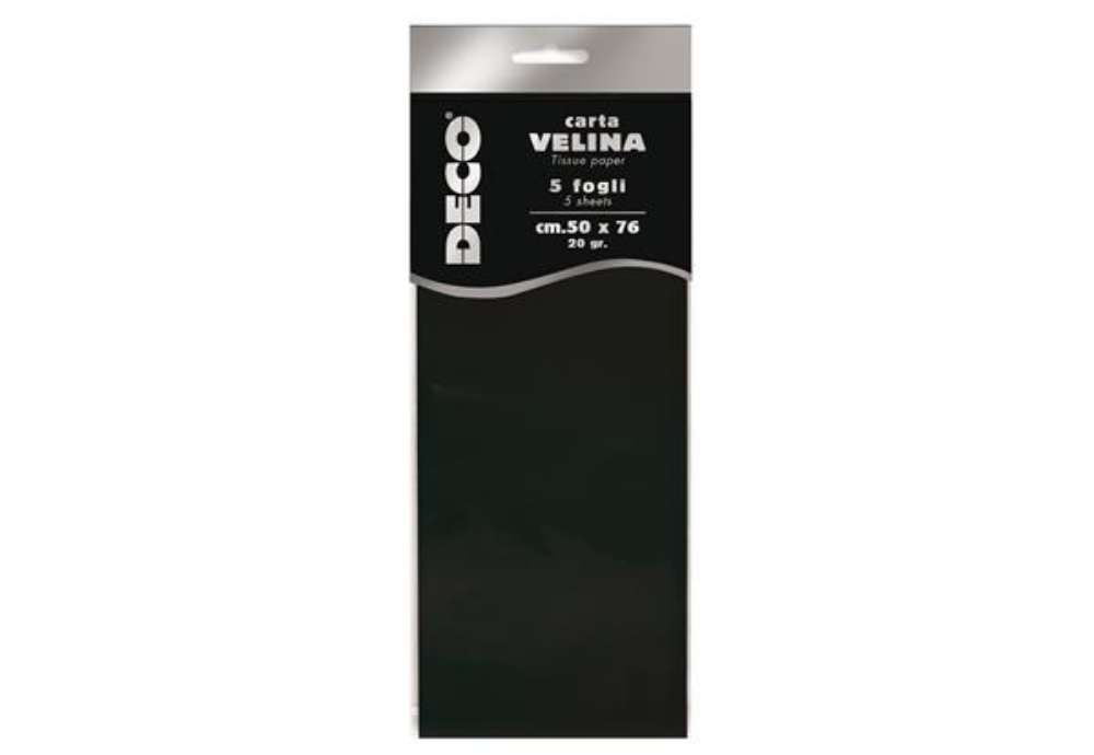Immagine di Carta velina - 50 x 76 cm - 20 gr - nero - Deco - busta 5 fogli