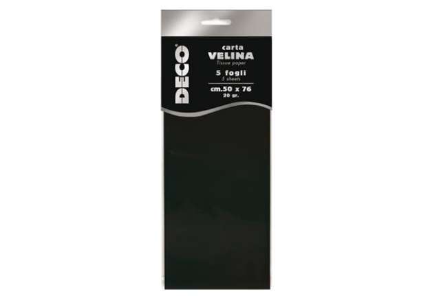 Immagine di Carta velina - 20 gr - 50 x 76 cm - nero - Deco - busta 5 fogli