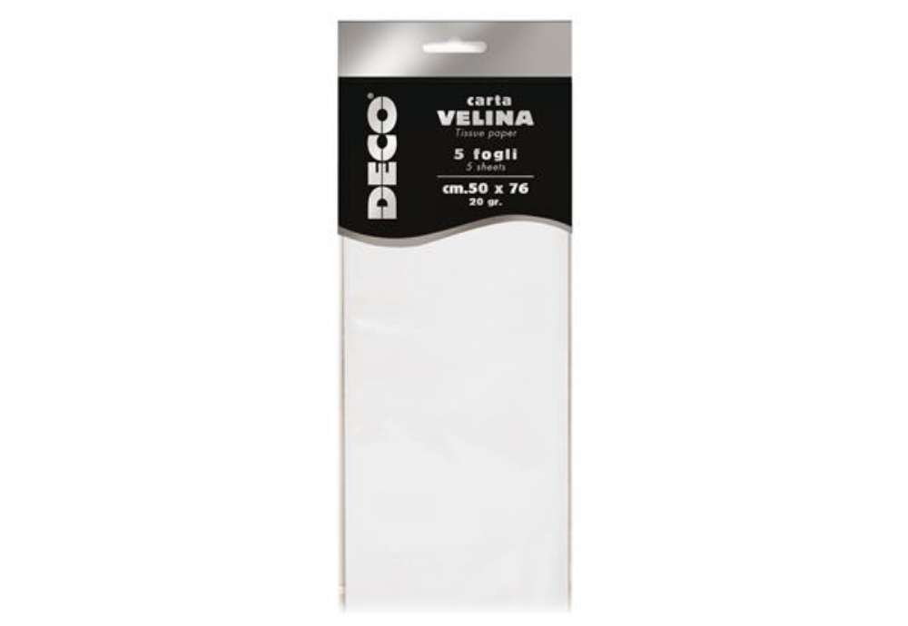 Immagine di Carta velina - 50 x 76 cm - 20 gr - bianco perlescente - Deco - busta 5 fogli