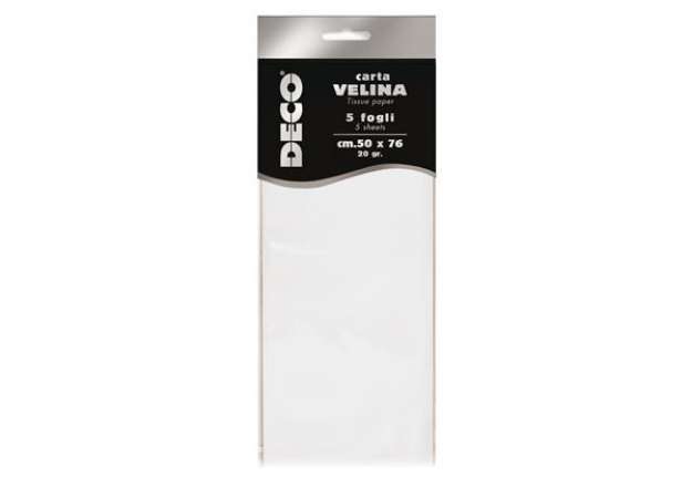 Immagine di Carta velina - 20 gr - 50 x 76 cm - bianco perlescente - Deco - busta 5 fogli