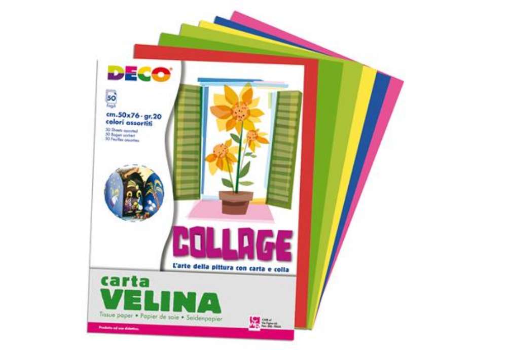 Immagine di Carta velina - 50 x 76 cm - 20 gr - 10 colori assortiti - Deco - busta 50 fogli