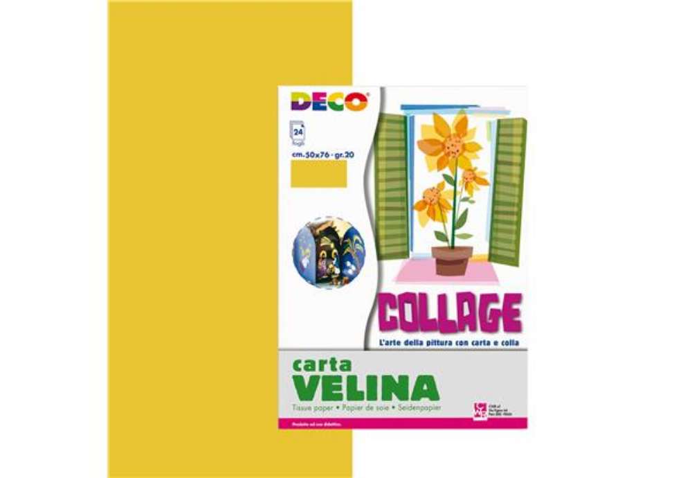 Immagine di Carta velina - 50 x 76 cm - 20 gr - oro - Deco - busta 24 fogli