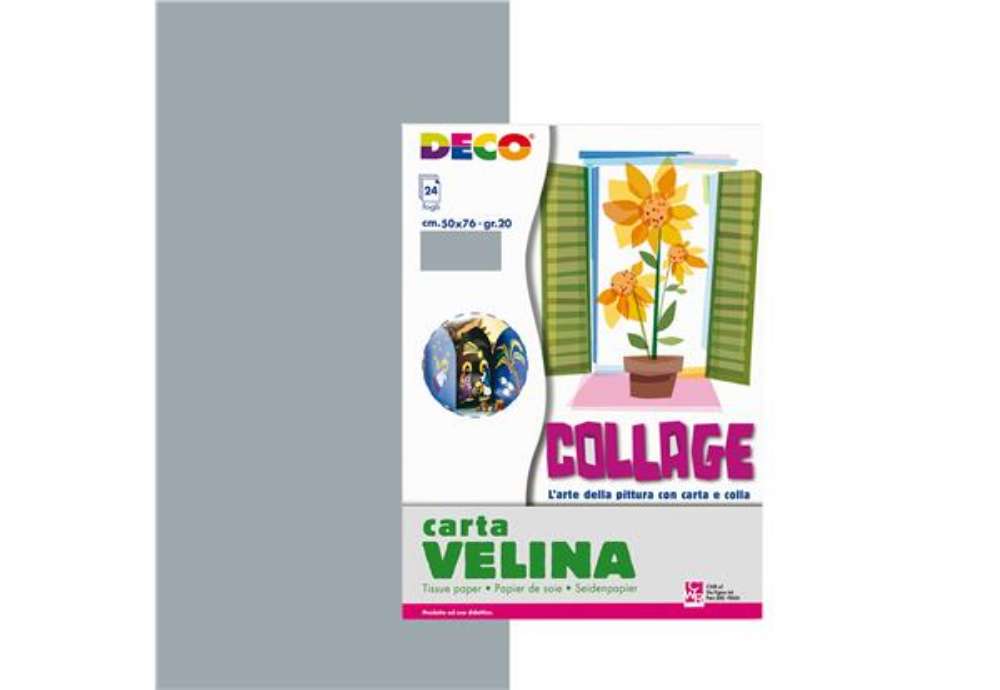 Immagine di Carta velina - 50 x 76 cm - 20 gr - argento - Deco - busta 24 fogli