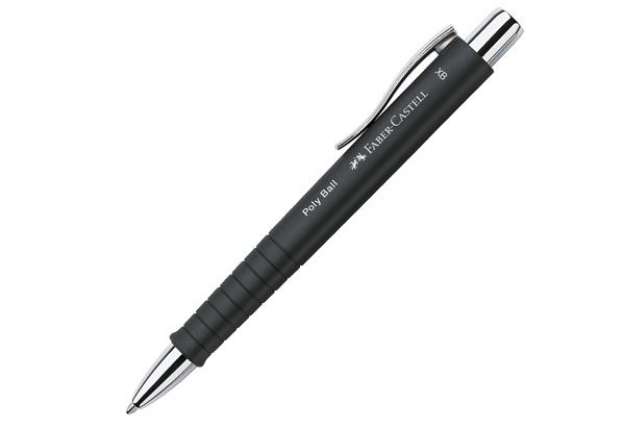 Immagine di Penna a sfera a scatto Poly Ball - Punta 0,7 mm - fusto nero - Faber-Castell