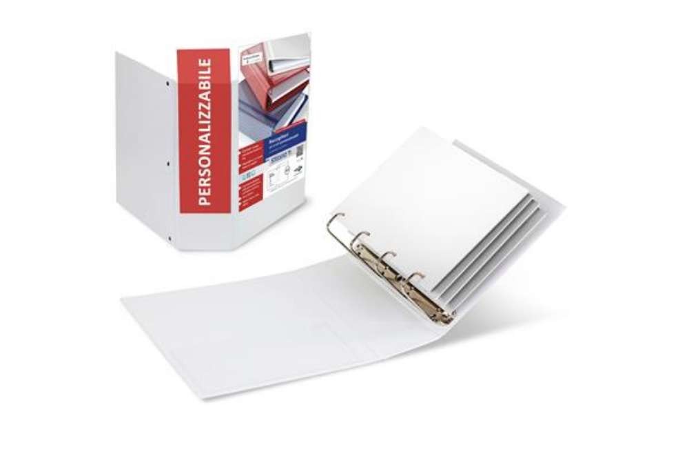 Immagine di Raccoglitore personalizzabile Stelvio TI - 22 x 30 cm - 4 anelli a Q 100 mm - dorso 13 cm - bianco -