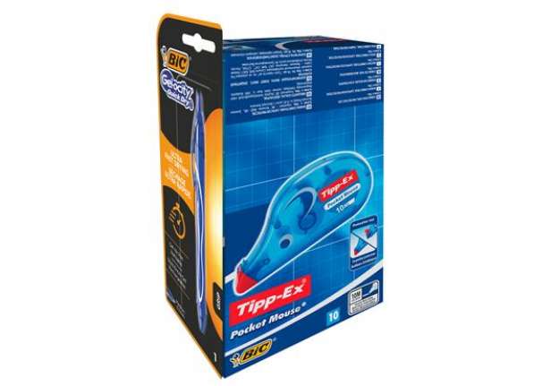 Immagine di Correttore a nastro Pocket Mouse Tipp-Ex + penna Gelocity QuickDry Bic - promo box 10 + 1 pezzi