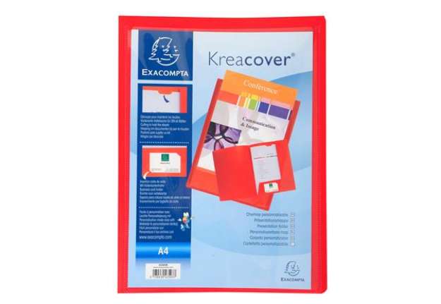 Immagine di Cartella di presentazione Kreacover - in PP - 2 alette - rosso - A4 - Exacompta