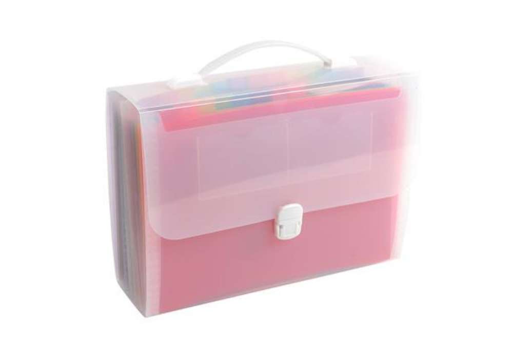 Immagine di Classificatore valigetta con maniglia - cristallo - 33x29cm - 24 tasche - Exacompta
