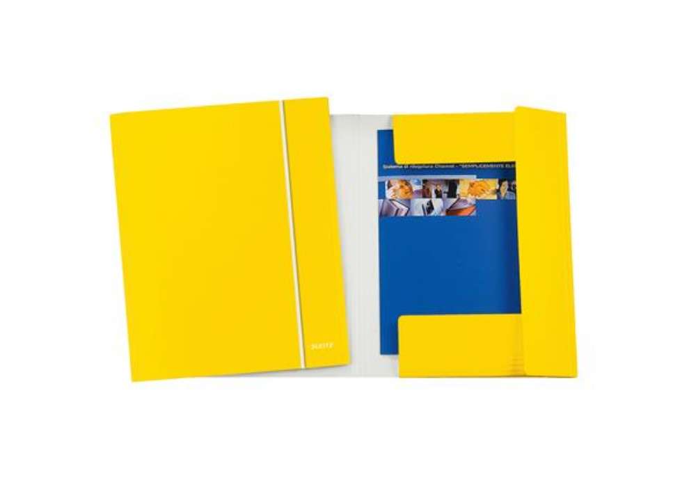 Immagine di Cartella 3 lembi con elastico WOW - 25 x 35 cm - dorso variabile - cartoncino plastificato - giallo