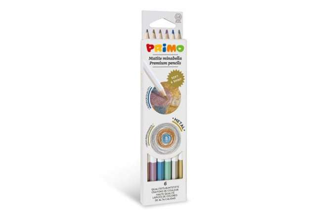 Immagine di Matite colorate Minabella - diametro mina 3,8 mm - colori metallizzati assortiti - Primo - astuccio